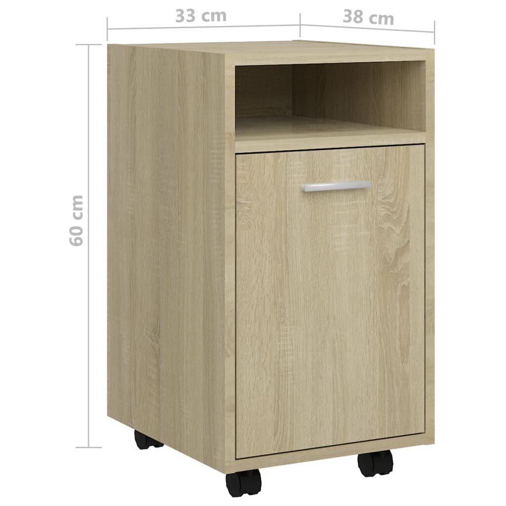 vidaXL Sivukaappi pyörillä Sonoma-tammi 33x38x60cm lastulevy hinta ja tiedot | Olohuoneen kaapit ja lipastot | hobbyhall.fi