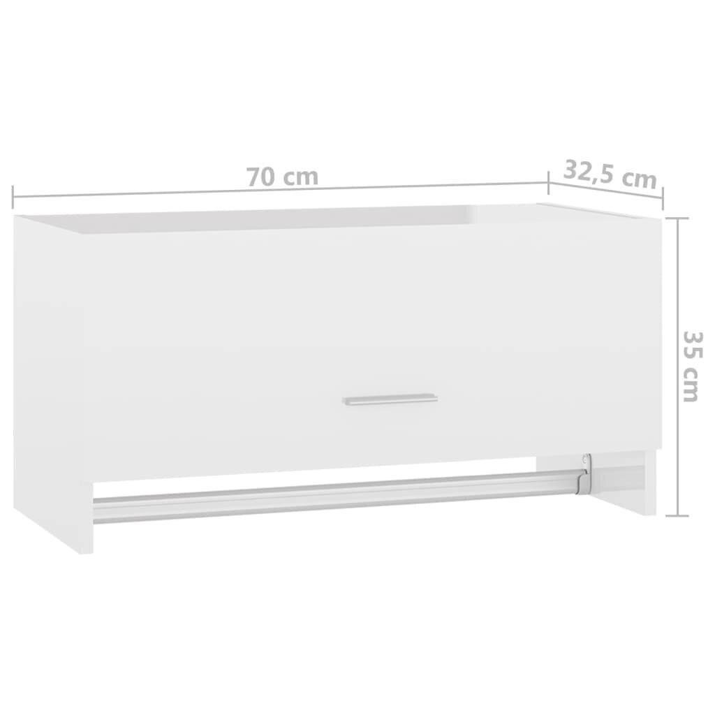 vidaXL Vaatekaappi korkeakiilto valkoinen 70x32,5x35 cm lastulevy hinta ja tiedot | Kaapit | hobbyhall.fi