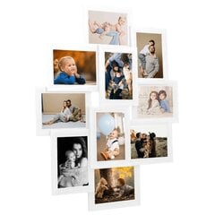 vidaXL Kollaasi valokuvakehys 10x(13x18 cm) kuville valkoinen MDF hinta ja tiedot | Valokuva-albumit -ja kehykset | hobbyhall.fi