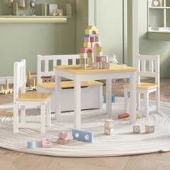 vidaXL 3-osainen Lasten pöytä ja tuolisarja valkoinen ja beige MDF hinta ja tiedot | Lasten huonekalusarjat | hobbyhall.fi