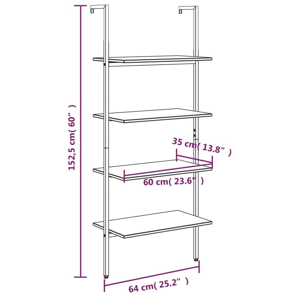 vidaXL 4-kerroksinen kalteva hylly musta 64x35x152,5 cm hinta ja tiedot | Hyllyt | hobbyhall.fi