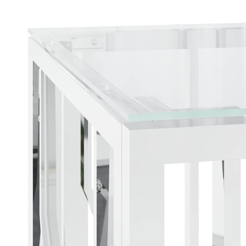 vidaXL Sohvapöytä 110x45x45 cm ruostumaton teräs ja lasi hinta ja tiedot | Sohvapöydät | hobbyhall.fi