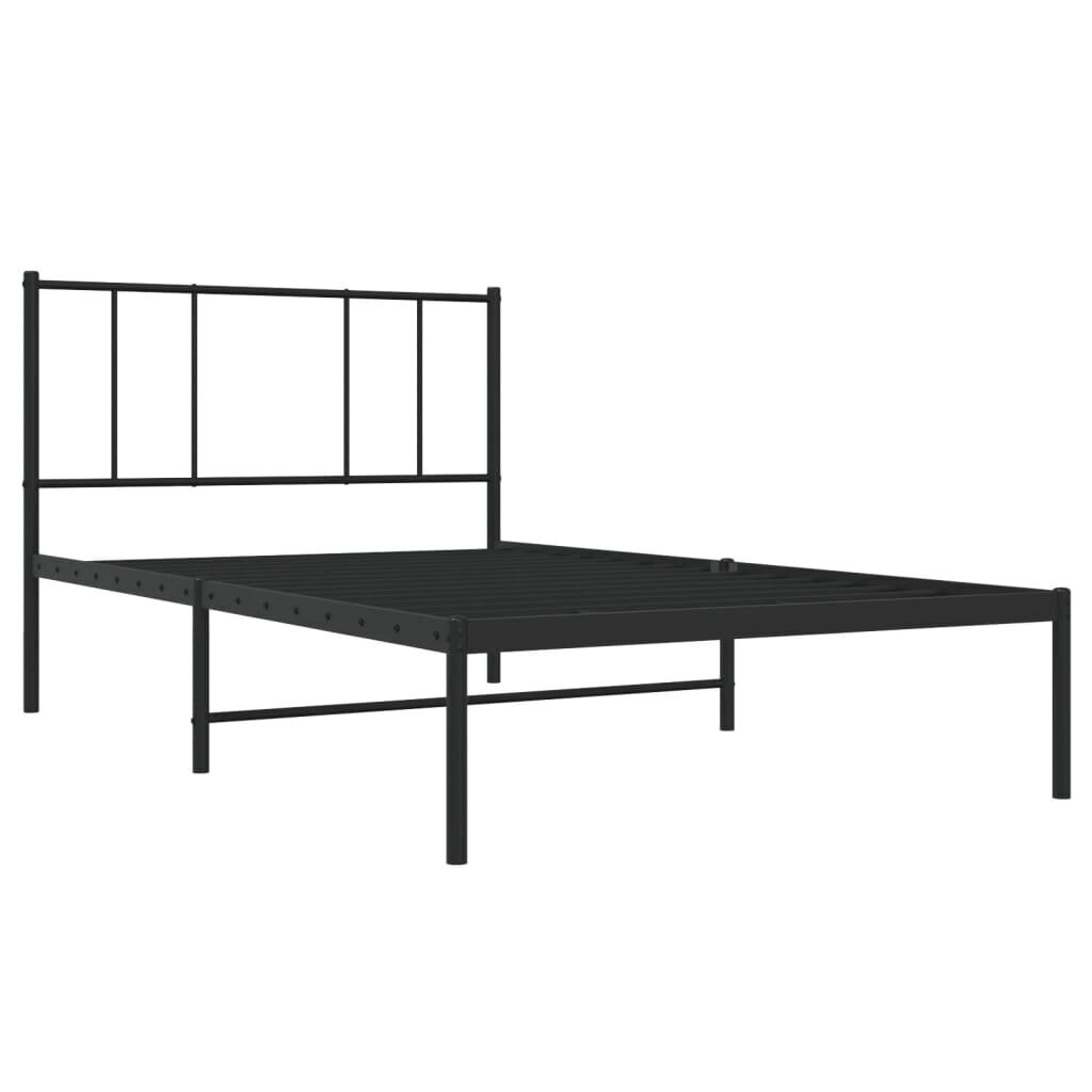 vidaXL Metallinen sängynrunko päädyllä musta 75x190 cm hinta ja tiedot | Sängyt | hobbyhall.fi