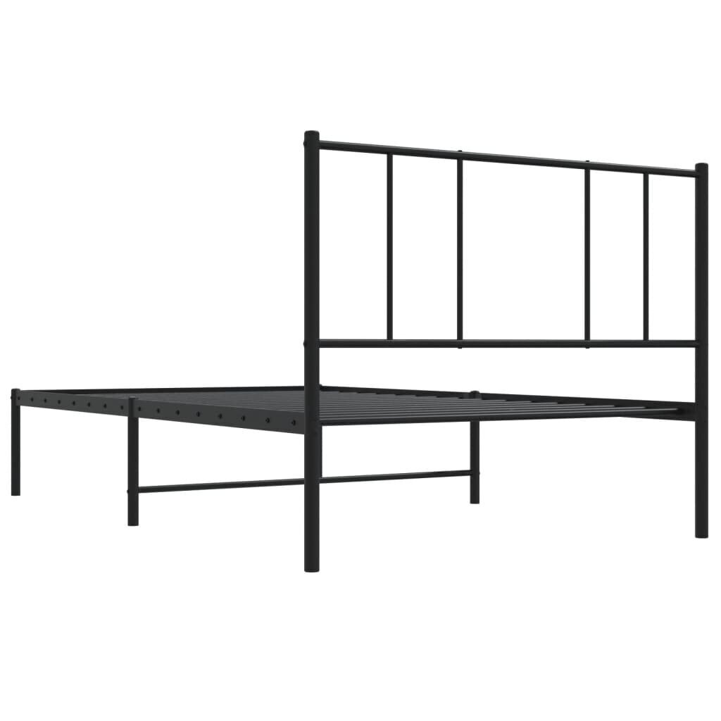 vidaXL Metallinen sängynrunko päädyllä musta 75x190 cm hinta ja tiedot | Sängyt | hobbyhall.fi