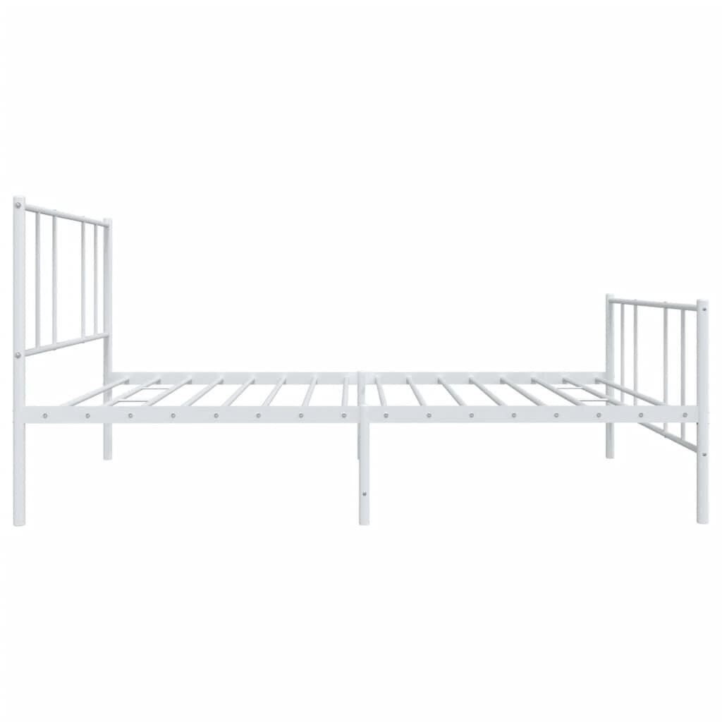 vidaXL Metallinen sängynrunko päädyillä valkoinen 75x190 cm hinta ja tiedot | Sängyt | hobbyhall.fi