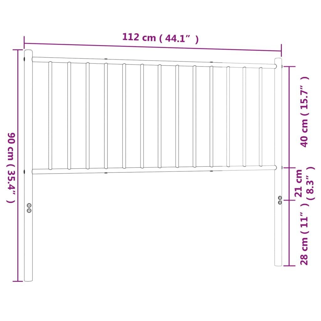 vidaXL Metallinen sängynpääty musta 107 cm hinta ja tiedot | Sängyt | hobbyhall.fi