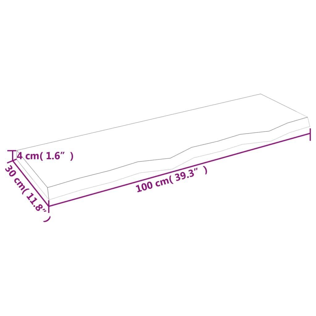 vidaXL Seinähylly tummanruskea 100x30x(2-4) cm käsitelty täystammi hinta ja tiedot | Hyllyt | hobbyhall.fi