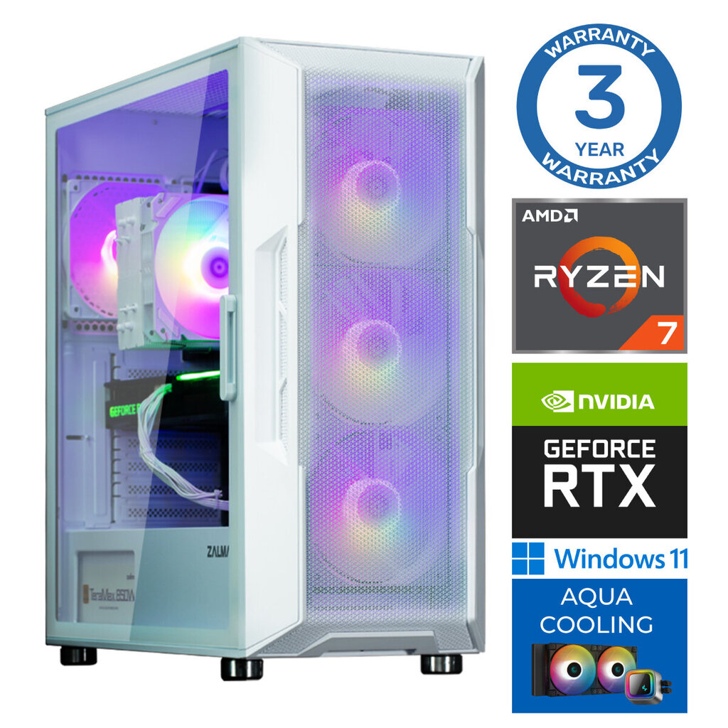 Intop Aqua Ryzen 7 7700X 32GB DDR5 1TB SSD M.2 NVME+2TB RTX3060 12GB WIN11 hinta ja tiedot | Pöytätietokoneet | hobbyhall.fi