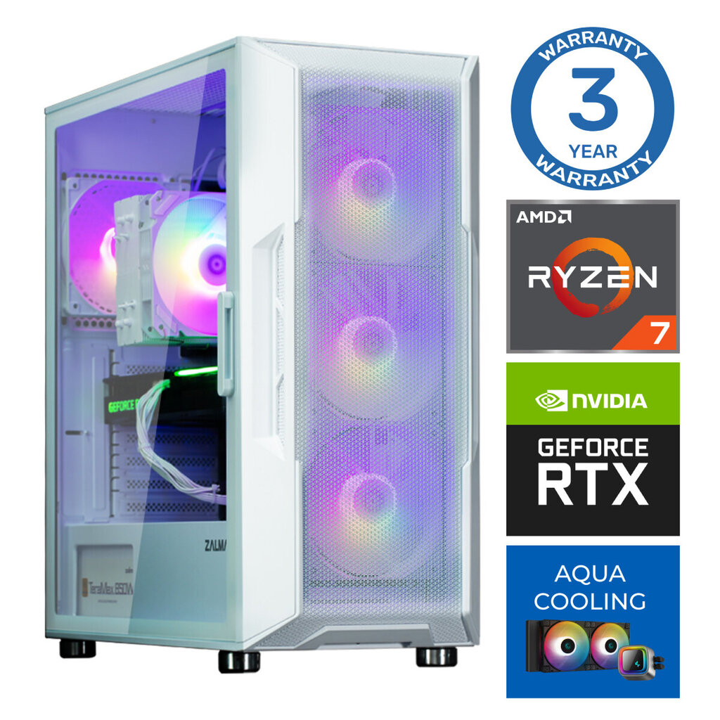 Intop Aqua Ryzen 7 7700X 16GB DDR5 500SSD M.2 NVME RTX4060Ti 8GB no-OS hinta ja tiedot | Pöytätietokoneet | hobbyhall.fi