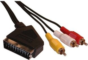 Videokaapeli scart m - 3x cinch m, 5 m, musta hinta ja tiedot | Kaapelit ja adapterit | hobbyhall.fi