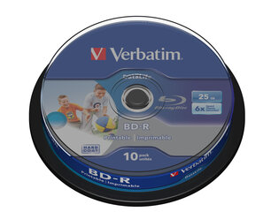 CD, Verbatim BD-R 6x 25GB 10P CB DataLife Tulostettava 43804 hinta ja tiedot | Vinyylilevyt, CD-levyt, DVD-levyt | hobbyhall.fi