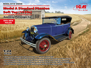 Liimattava malli ICM 24050 American Passenger Car Model A Standard Phaeton Soft Top (1930s) 1/24 hinta ja tiedot | Koottavat pienoismallit | hobbyhall.fi