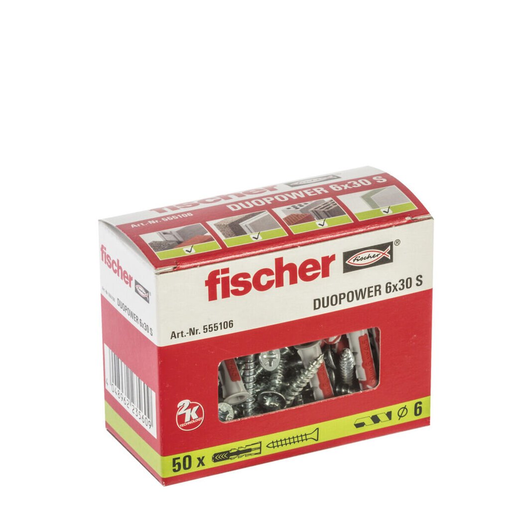 Seinätapit ja ruuvit Fischer duopower 50 Seinätapit ja ruuvit, 4,5 x 40 mm hinta ja tiedot | Käsityökalut | hobbyhall.fi