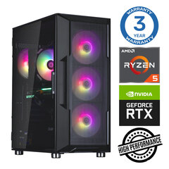 INTOP Ryzen 5 5500 32GB 500SSD M.2 NVME+2TB RTX3060 12GB no-OS hinta ja tiedot | Pöytätietokoneet | hobbyhall.fi