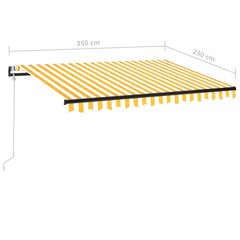 vidaXL Automaattisesti sisäänkelattava markiisi 350x250cm keltavalk. hinta ja tiedot | Aurinkovarjot ja markiisit | hobbyhall.fi