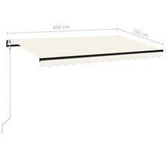 vidaXL Automaattisesti sisäänkelattava markiisi 450x350 cm kerma hinta ja tiedot | Aurinkovarjot ja markiisit | hobbyhall.fi