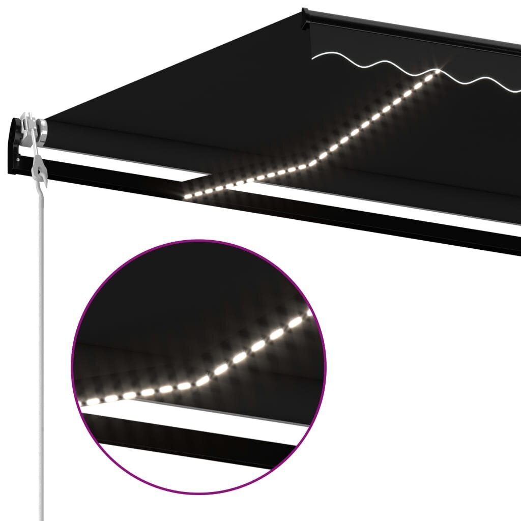 vidaXL Sisäänkelattava markiisi LED/tuulisensori 500x350cm antrasiitti hinta ja tiedot | Aurinkovarjot ja markiisit | hobbyhall.fi