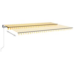 vidaXL Sisäänkelattava markiisi LED/tuulisensori 500x350 cm keltavalk. hinta ja tiedot | Aurinkovarjot ja markiisit | hobbyhall.fi