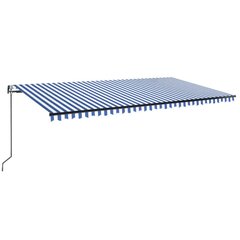 vidaXL Sisäänkelattava markiisi LED/tuulisensori 600x350 cm sinivalk. hinta ja tiedot | Aurinkovarjot ja markiisit | hobbyhall.fi