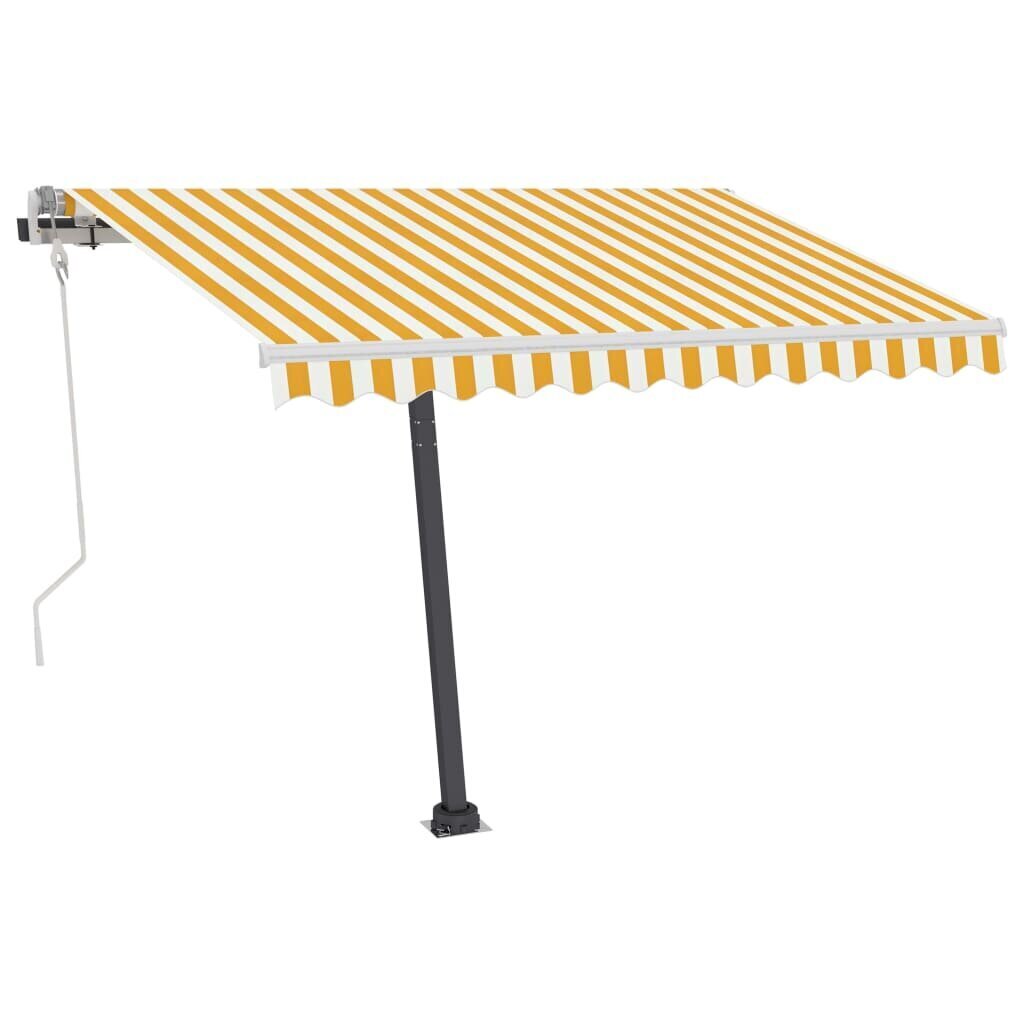 vidaXL Vapaasti seisova sisäänkelattava markiisi 350x250cm kelt./valk. hinta ja tiedot | Aurinkovarjot ja markiisit | hobbyhall.fi