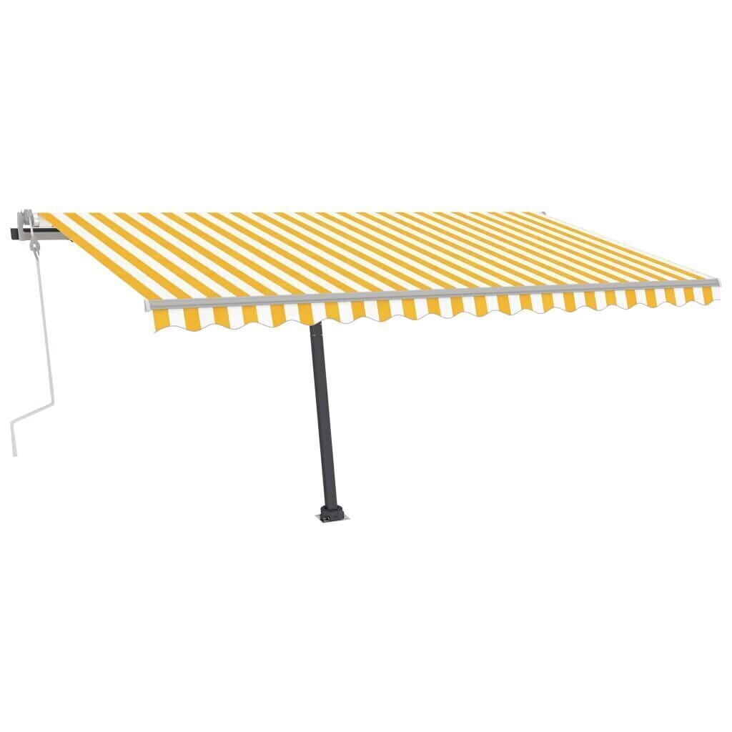 vidaXL Sisäänkelattava markiisi LEDillä 450x300cm keltavalkoinen hinta ja tiedot | Aurinkovarjot ja markiisit | hobbyhall.fi