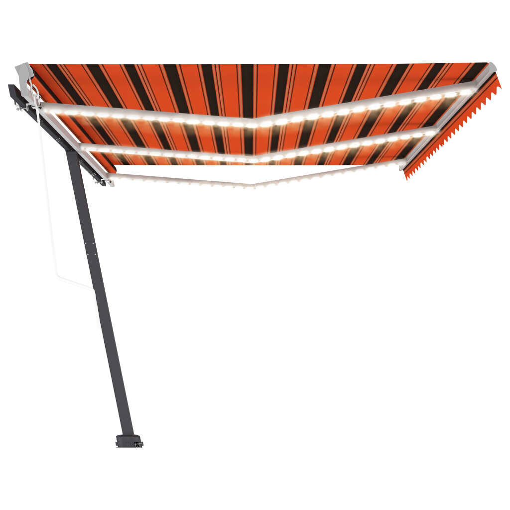 vidaXL Sisäänkelattava markiisi LED/tuulisens. 600x300cm oranssiruskea hinta ja tiedot | Aurinkovarjot ja markiisit | hobbyhall.fi