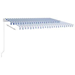 vidaXL Sisäänkelattava markiisi LED/tuulisensori 400x350 cm sinivalk. hinta ja tiedot | Aurinkovarjot ja markiisit | hobbyhall.fi