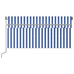 vidaXL Manuaalisesti kelattava markiisi verhoilla 3x2,5m sinivalkoinen hinta ja tiedot | Aurinkovarjot ja markiisit | hobbyhall.fi