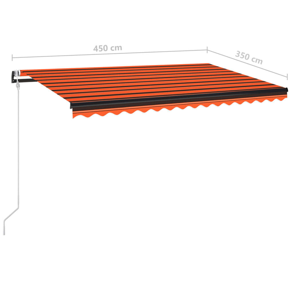 vidaXL Automaattisesti sisäänkelattava markiisi 450x350cm oranssirusk. hinta ja tiedot | Aurinkovarjot ja markiisit | hobbyhall.fi