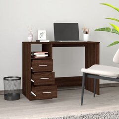 vidaXL Työpöytä laatikoilla ruskea tammi 102x50x76 cm tekninen puu hinta ja tiedot | Tietokonepöydät ja työpöydät | hobbyhall.fi