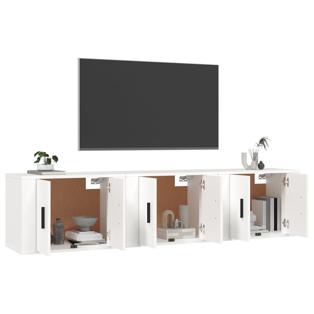 vidaXL Seinäkiinnitettävät TV-kaapit 3 kpl valkoinen 57x34,5x40 cm hinta ja tiedot | TV-tasot | hobbyhall.fi