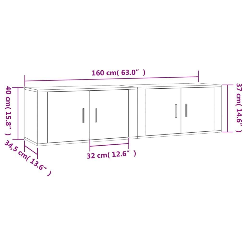 vidaXL Seinäkiinnitettävät TV-kaapit 2 kpl ruskea tammi 80x34,5x40 cm hinta ja tiedot | TV-tasot | hobbyhall.fi