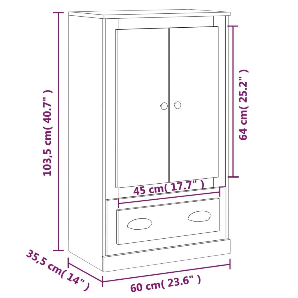 vidaXL Kaappi valkoinen 60x35,5x103,5 cm tekninen puu hinta ja tiedot | Olohuoneen kaapit ja lipastot | hobbyhall.fi