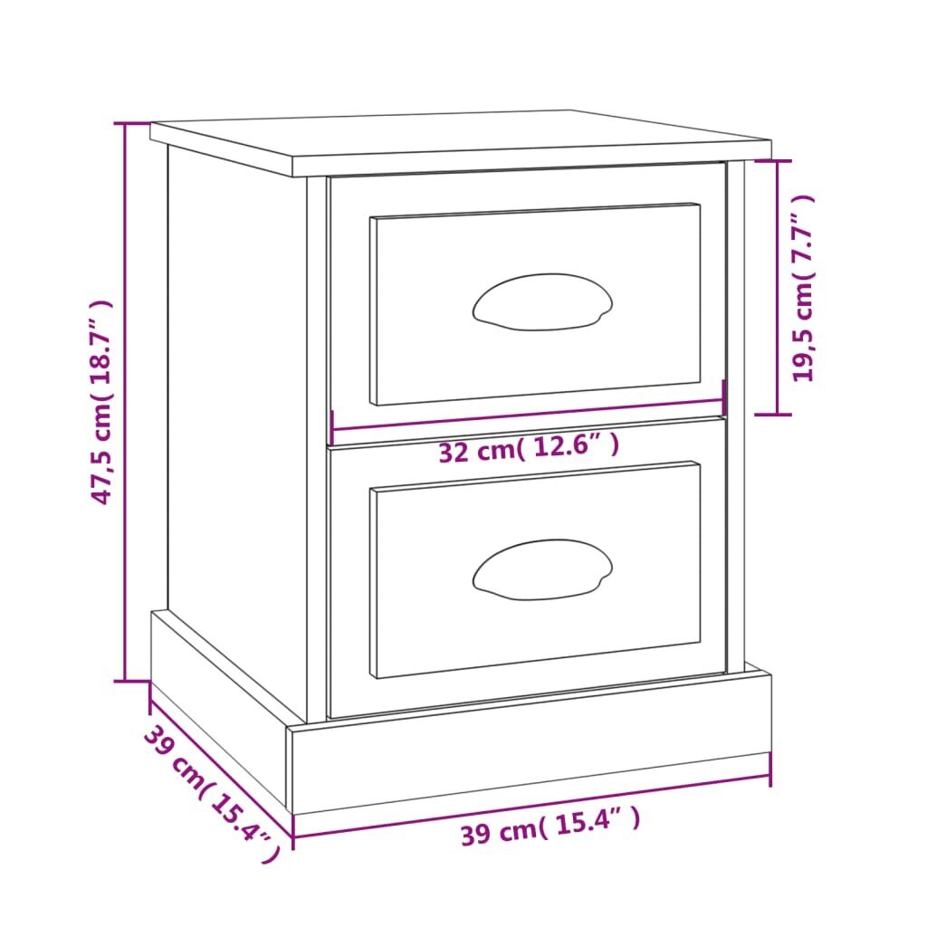 vidaXL Yöpöytä savutammi 39x39x47,5 cm tekninen puu hinta ja tiedot | Yöpöydät | hobbyhall.fi