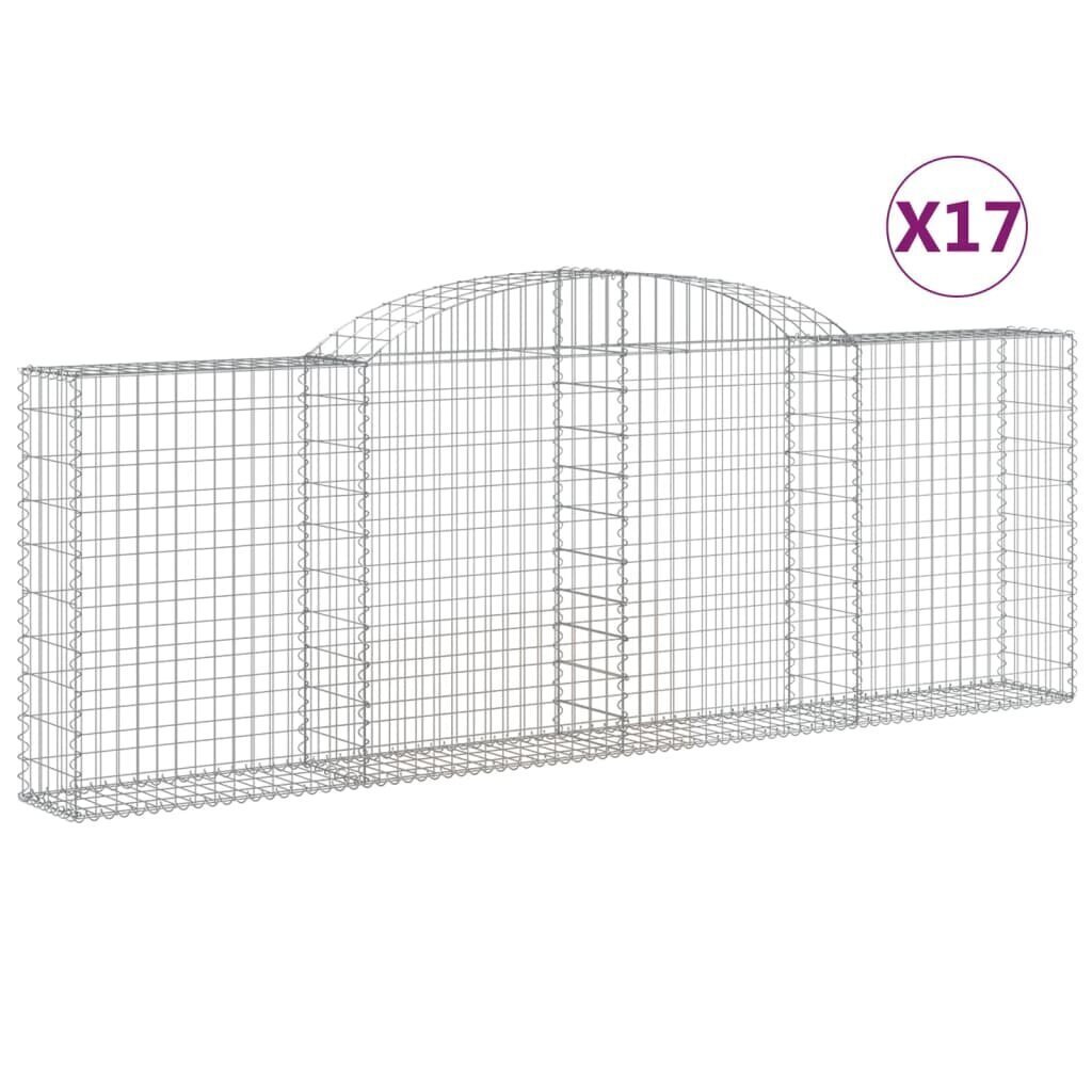 vidaXL Kaarevat kivikorit 17 kpl 300x30x100/120 cm galvanoitu rauta hinta ja tiedot | Aidat ja tarvikkeet | hobbyhall.fi