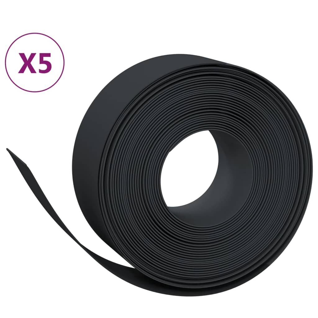 vidaXL Puutarhareunus 5 kpl musta 10 m 20 cm polyeteeni hinta ja tiedot | Aidat ja tarvikkeet | hobbyhall.fi