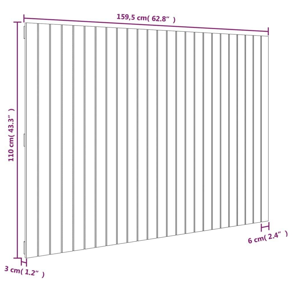 vidaXL Sängynpääty seinälle valkoinen 159,5x3x110 cm täysi mänty hinta ja tiedot | Sängyt | hobbyhall.fi