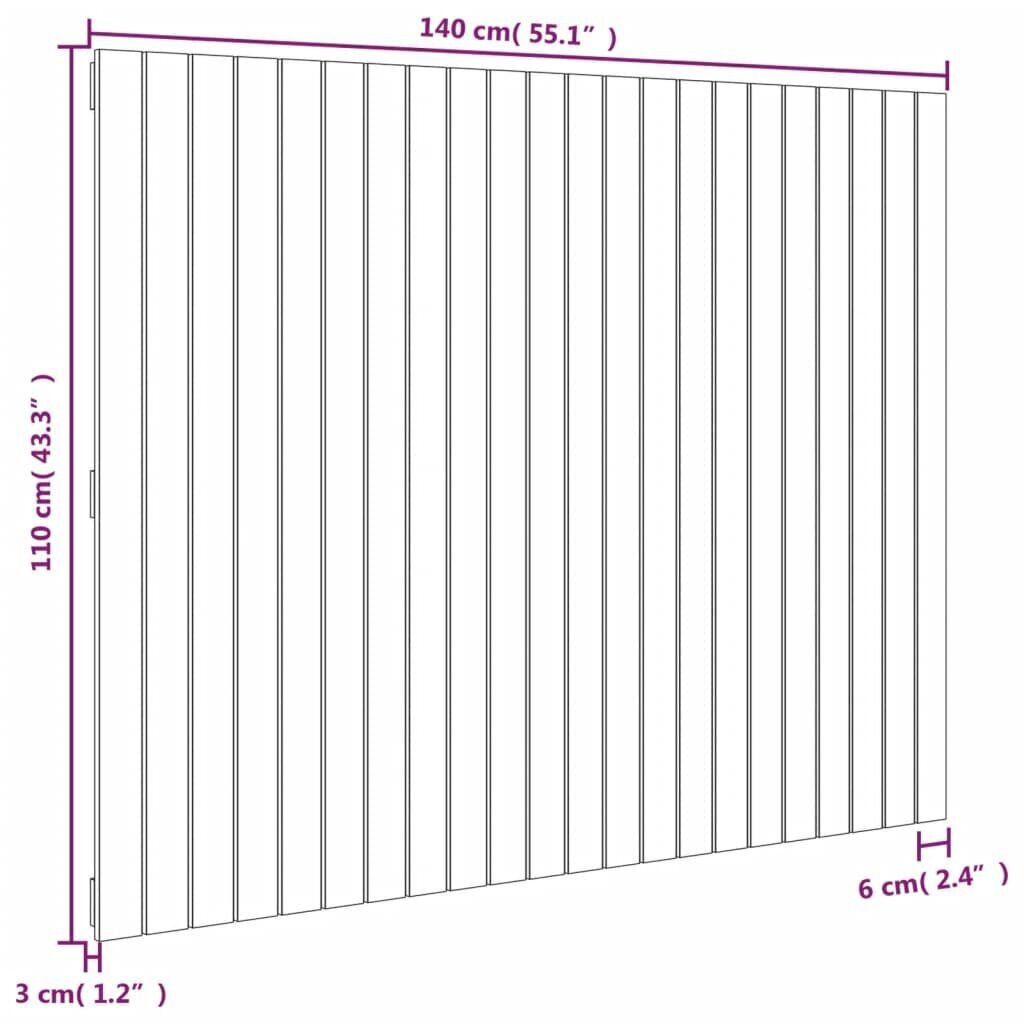 vidaXL Sängynpääty seinälle harmaa 140x3x110 cm täysi mänty hinta ja tiedot | Sängyt | hobbyhall.fi