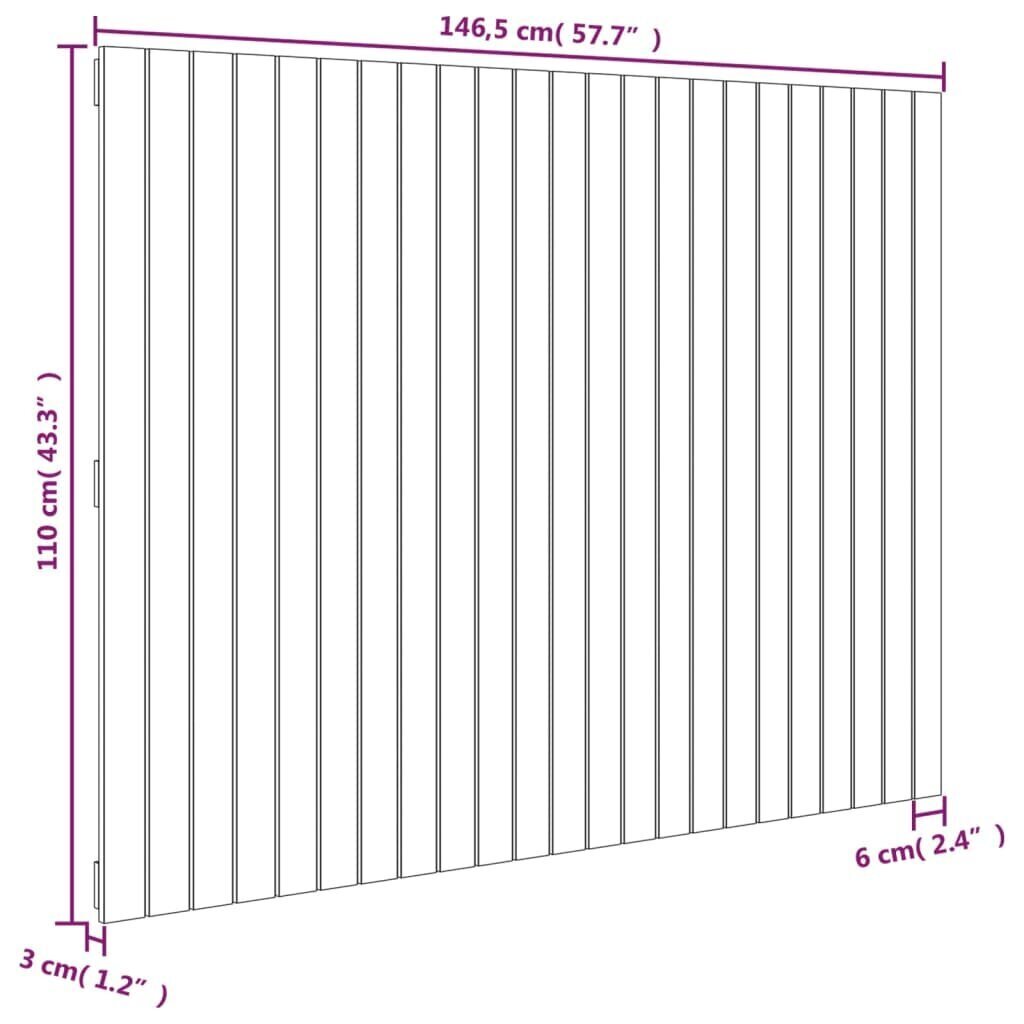 vidaXL Sängynpääty seinälle harmaa 146,5x3x110 cm täysi mänty hinta ja tiedot | Sängyt | hobbyhall.fi