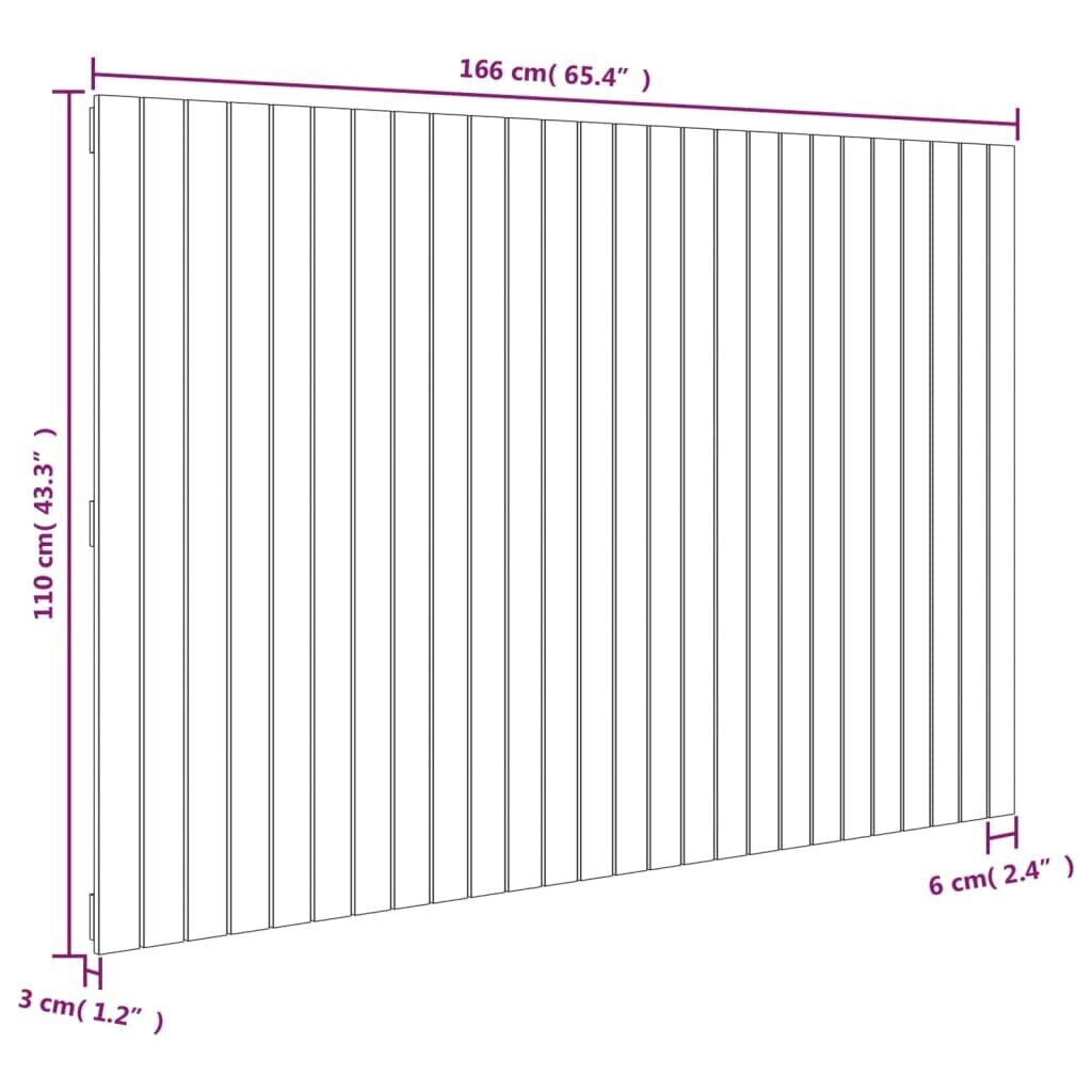 vidaXL Sängynpääty seinälle harmaa 166x3x110 cm täysi mänty hinta ja tiedot | Sängyt | hobbyhall.fi