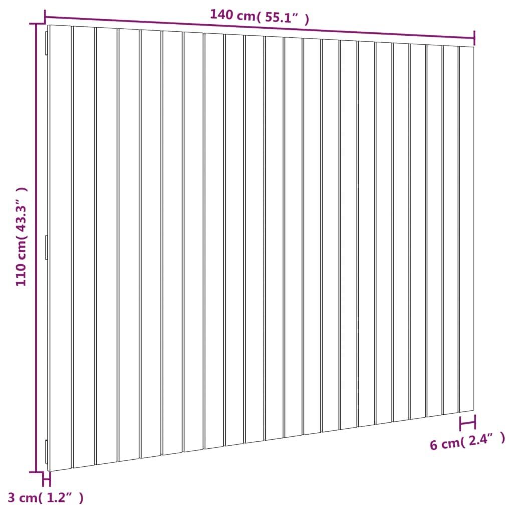 vidaXL Sängynpääty seinälle musta 140x3x110 cm täysi mänty hinta ja tiedot | Sängyt | hobbyhall.fi