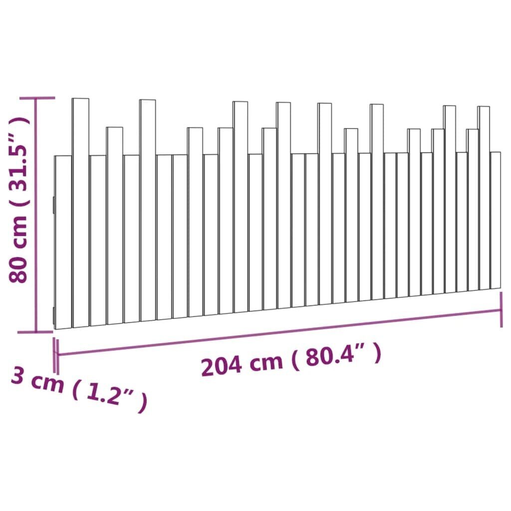 vidaXL Sängynpääty seinälle harmaa 204x3x80 cm täysi mänty hinta ja tiedot | Sängyt | hobbyhall.fi