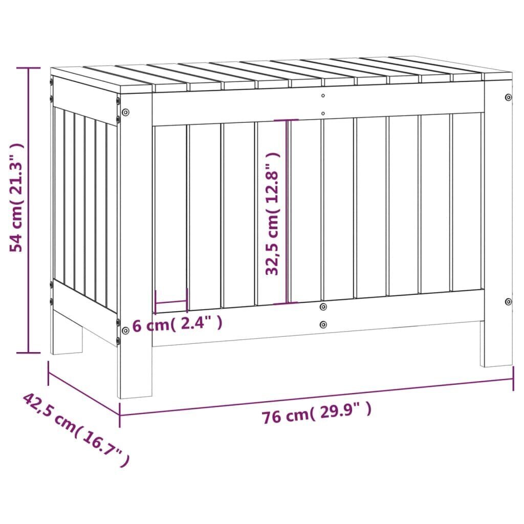 vidaXL Säilytyslaatikko musta 76x42,5x54 cm täysi mänty hinta ja tiedot | Kompostorit ja jäteastiat | hobbyhall.fi