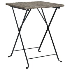 vidaXL Taitettava bistropöytä harmaa 55x54x71 cm polyrottinki hinta ja tiedot | Puutarhapöydät | hobbyhall.fi