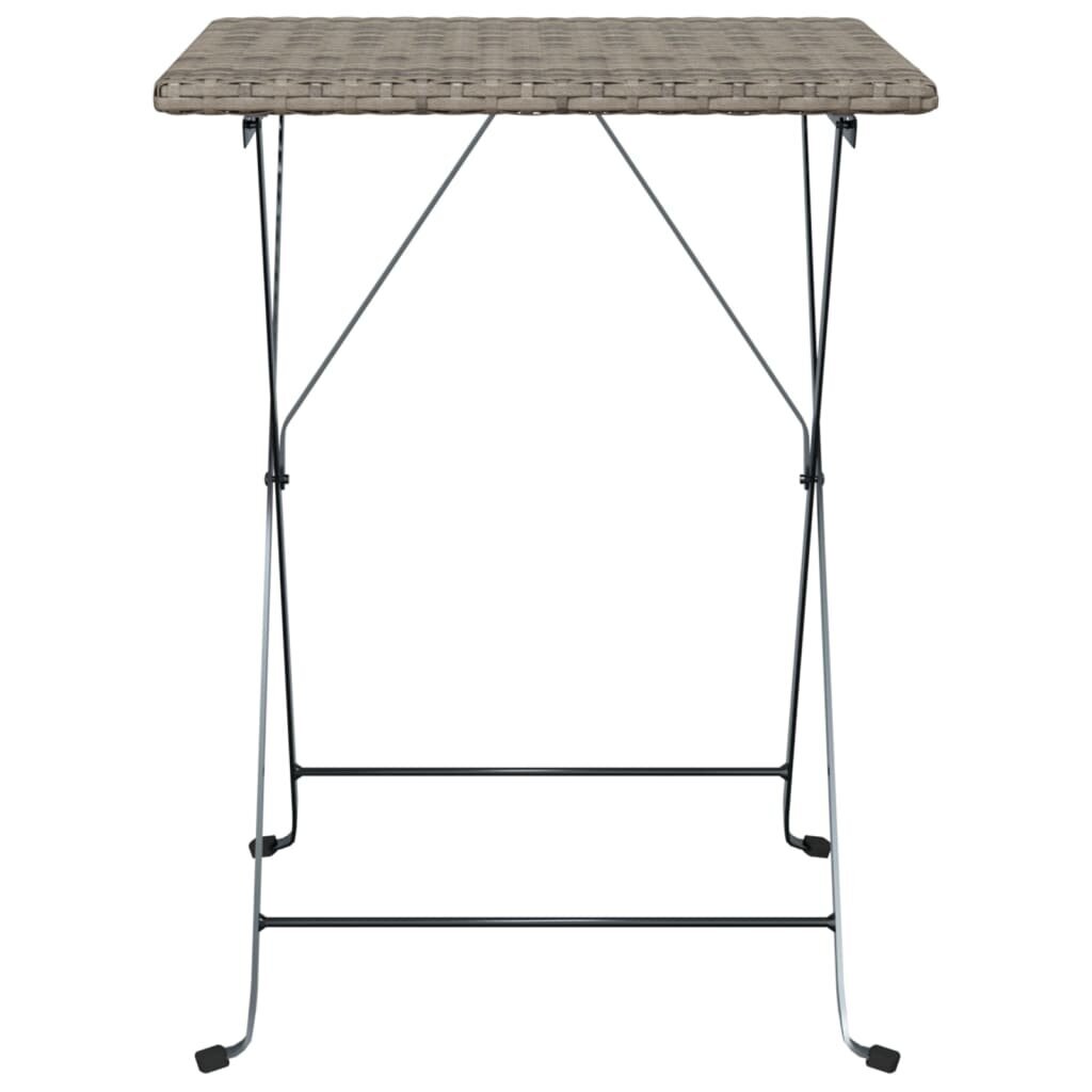 vidaXL Taitettava bistropöytä harmaa 55x54x71 cm polyrottinki hinta ja tiedot | Puutarhapöydät | hobbyhall.fi