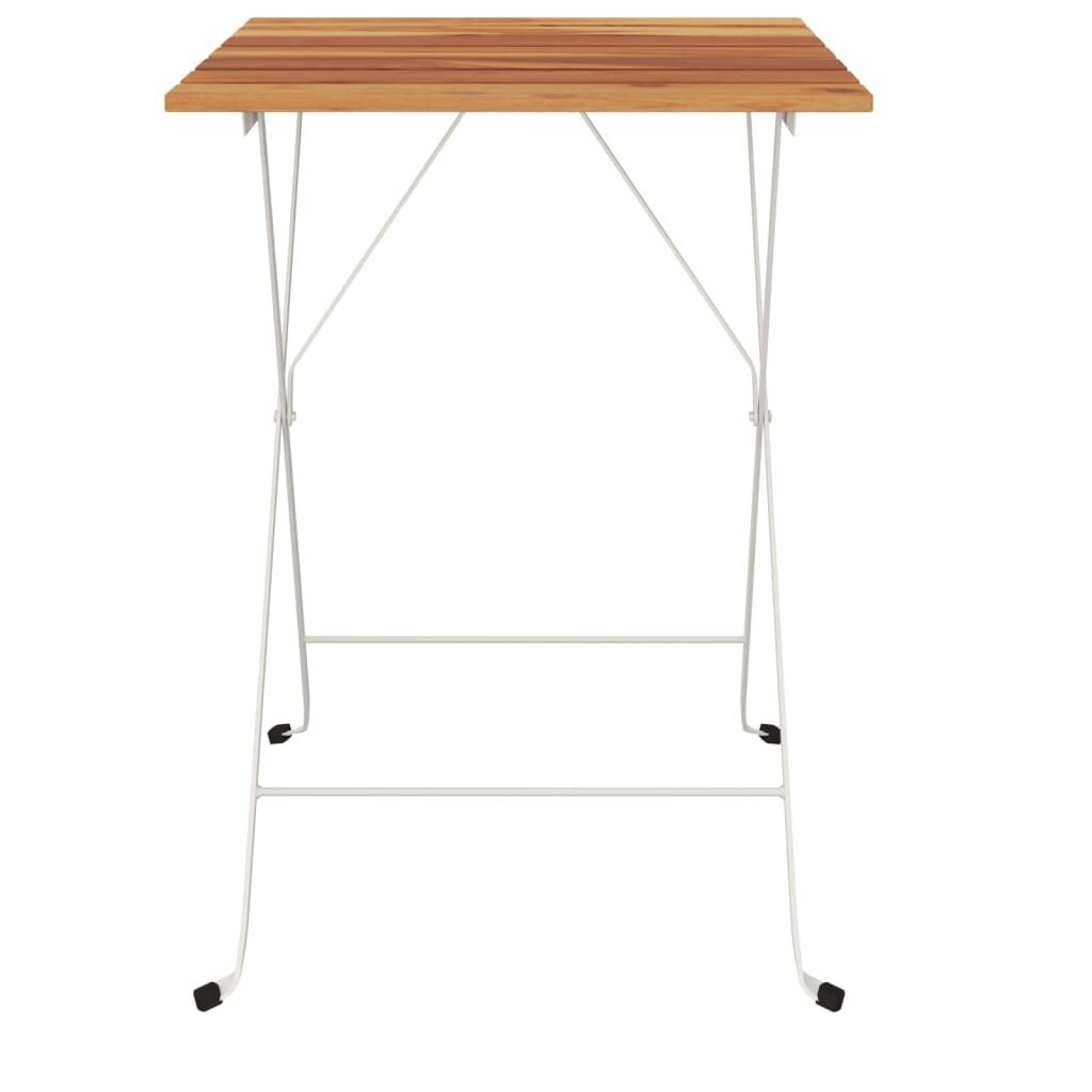 vidaXL Kokoontaitettava bistropöytä 55x54x71 cm täysi tiikki ja teräs hinta ja tiedot | Puutarhapöydät | hobbyhall.fi