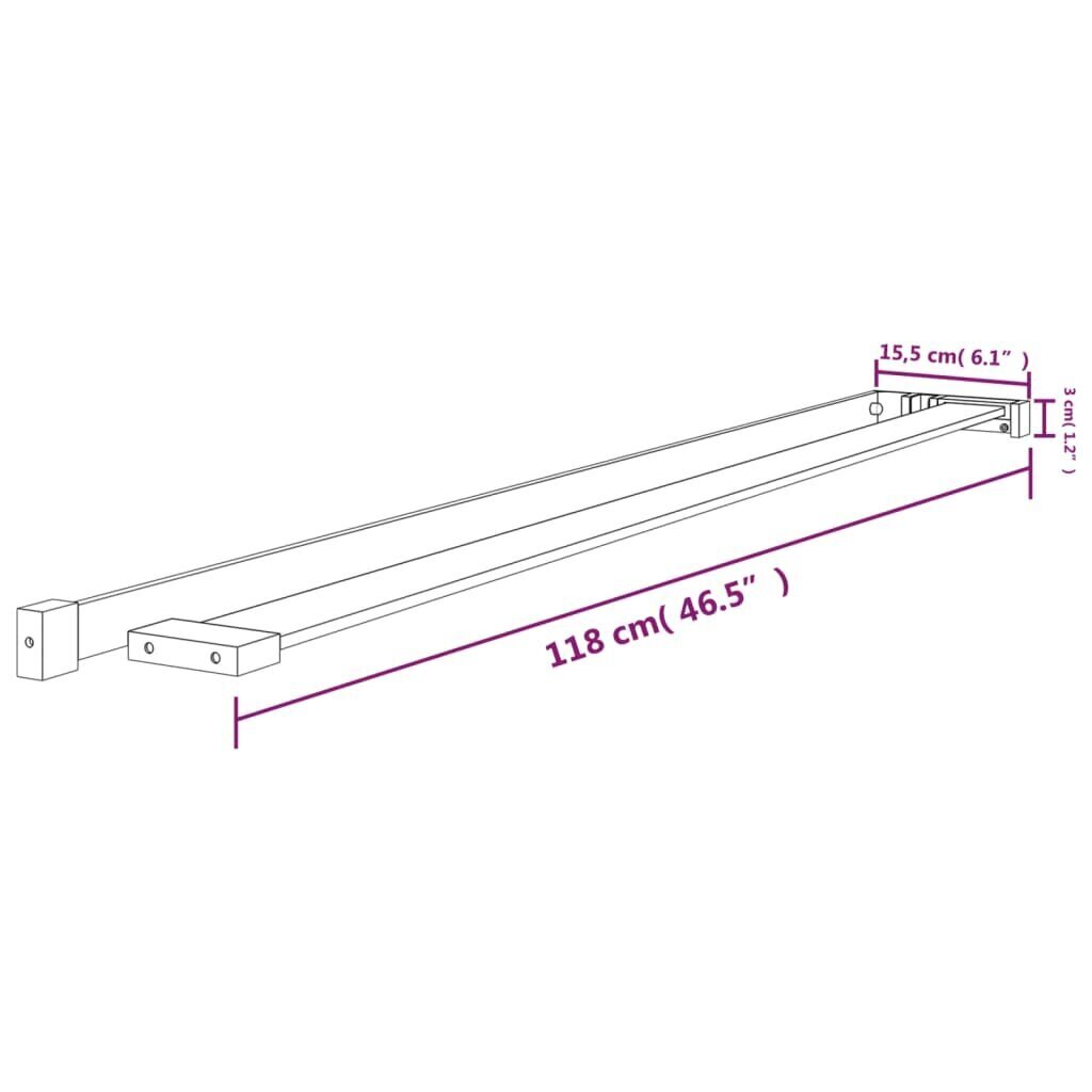 vidaXL Suihkuhylly suihkukaapin seinälle musta 118 cm alumiini hinta ja tiedot | Kylpyhuoneen sisustus | hobbyhall.fi