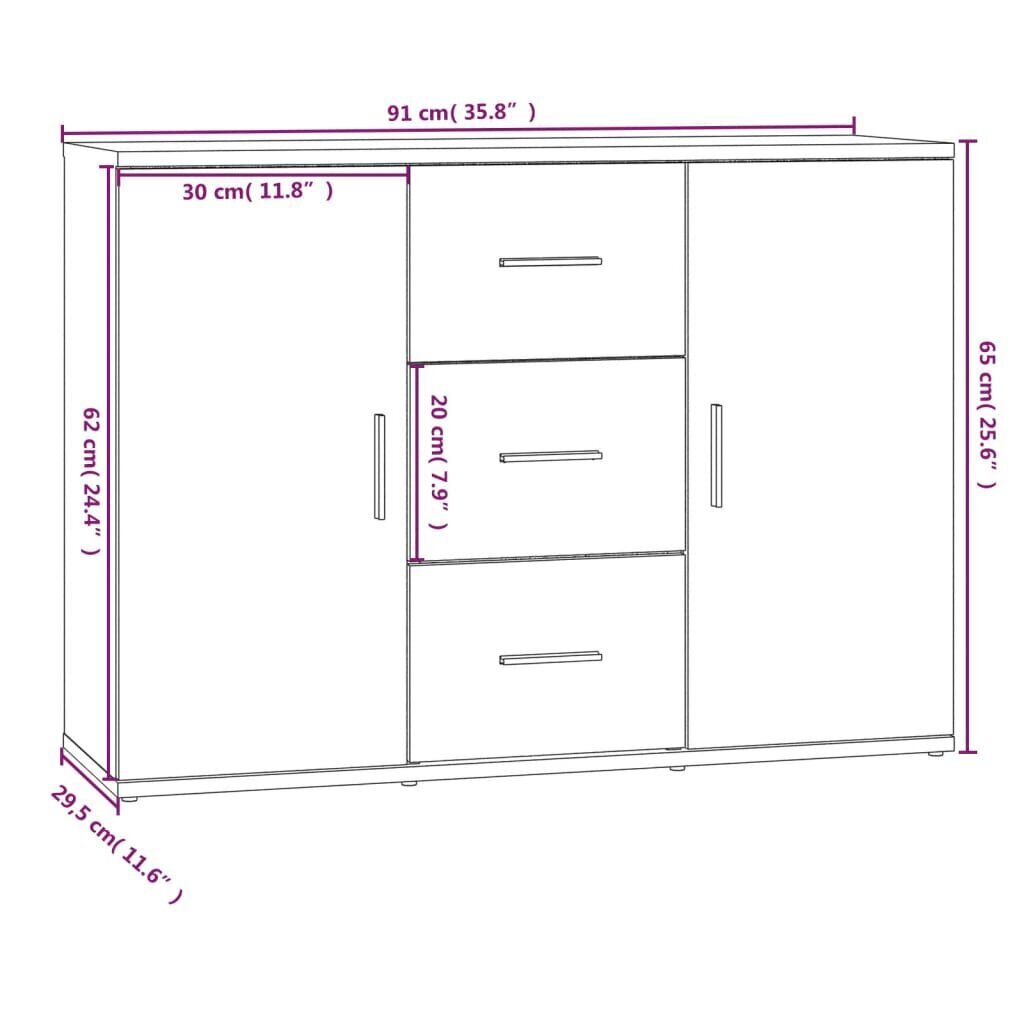 vidaXL Senkki savutammi 91x29,5x65 cm tekninen puu hinta ja tiedot | Olohuoneen kaapit ja lipastot | hobbyhall.fi