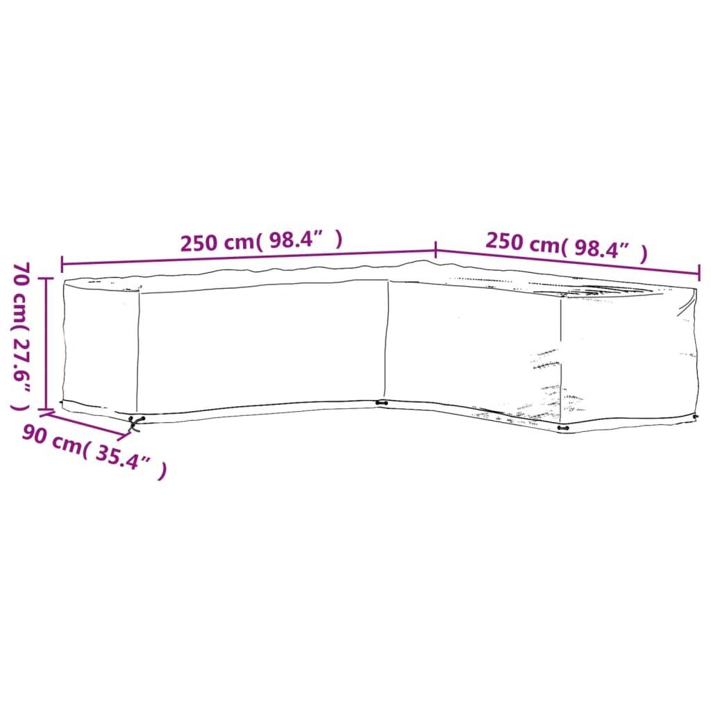 vidaXL Ulkokalustesuojat 2 kpl L-muoto 16 purjerengasta 250x250x70 cm hinta ja tiedot | Istuintyynyt, pehmusteet ja päälliset | hobbyhall.fi