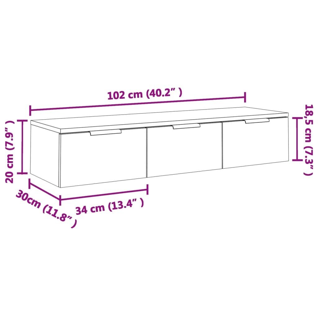 vidaXL Seinäkaappi musta 102x30x20 cm tekninen puu hinta ja tiedot | Hyllyt | hobbyhall.fi